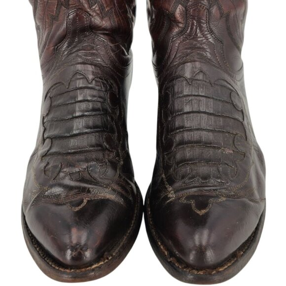Lucchese 1883 Exotic Caiman Crocodile Inlay Cowboy Boots Mens 10D Brown Western - Picture 3 of 15